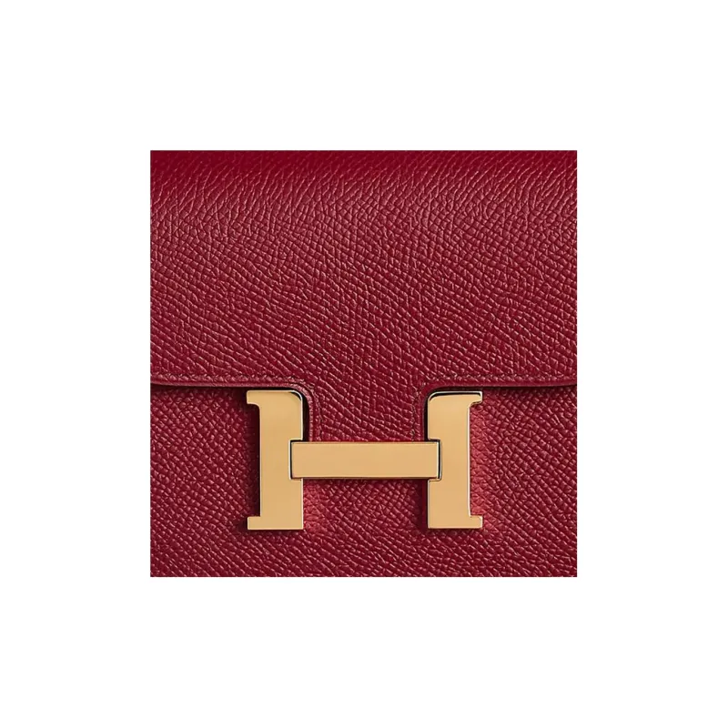 HERMES Constance Slim Epsom Calfskin Wallet Card Holder Crossbody Bag Fanny Pack Regular Women's B5 Rubis Gemstone Red-3