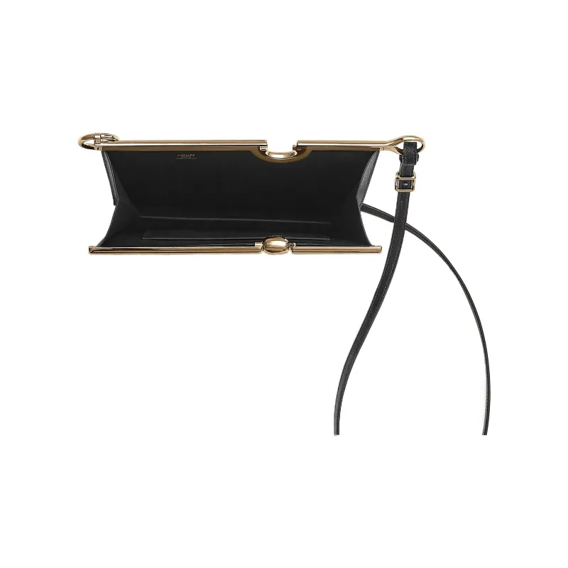 HERMES Mors De Bride Chamkila Goat Skin Crossbody Bag Shoulder Bag Women's 89 Noir Black-3
