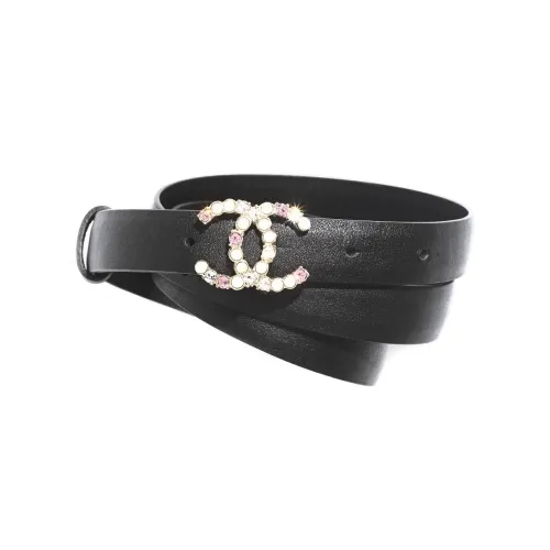 CHANEL Leather Belts Women's Black