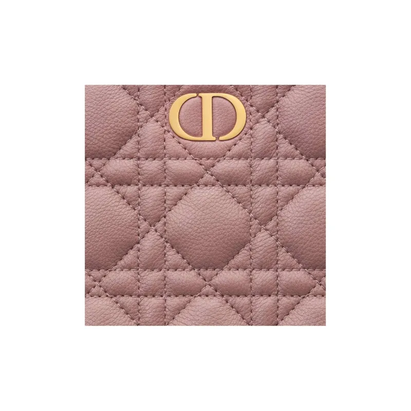 DIOR Caro Cow Leather Portable Clutch Large Size Women's Pink Peony-4