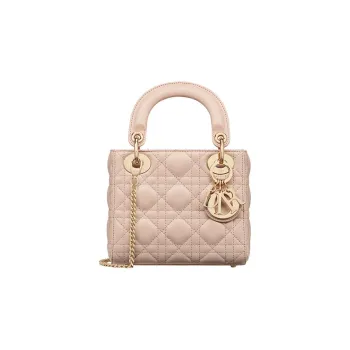 DIOR Lady Dior Thin Sheepskin Dior Bag Shoulder Bag Crossbody Bag Handbag Mini Women's Caramel Beige