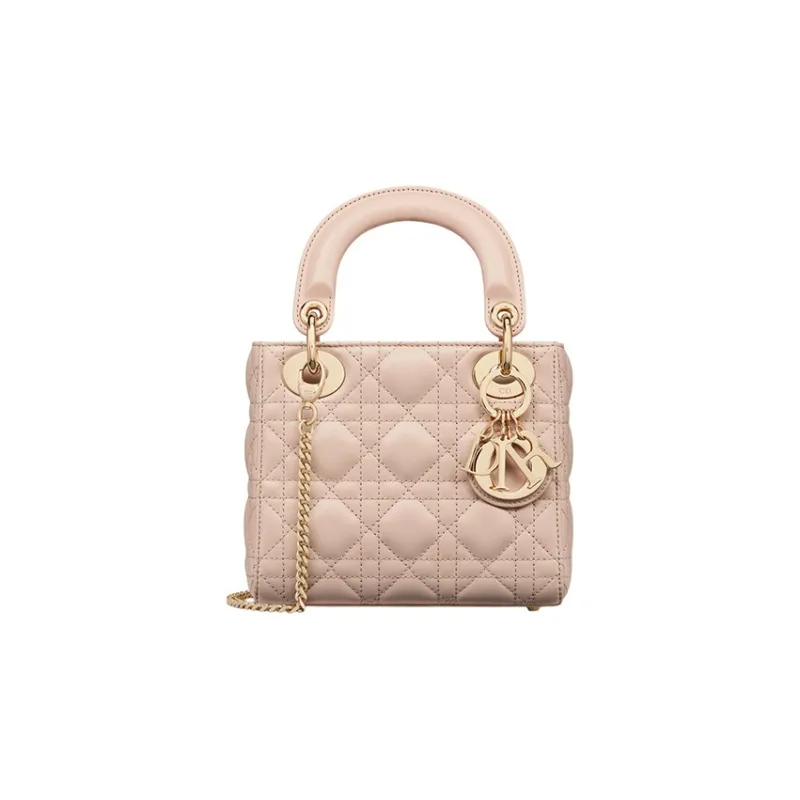 DIOR Lady Dior Thin Sheepskin Dior Bag Shoulder Bag Crossbody Bag Handbag Mini Women's Caramel Beige-0