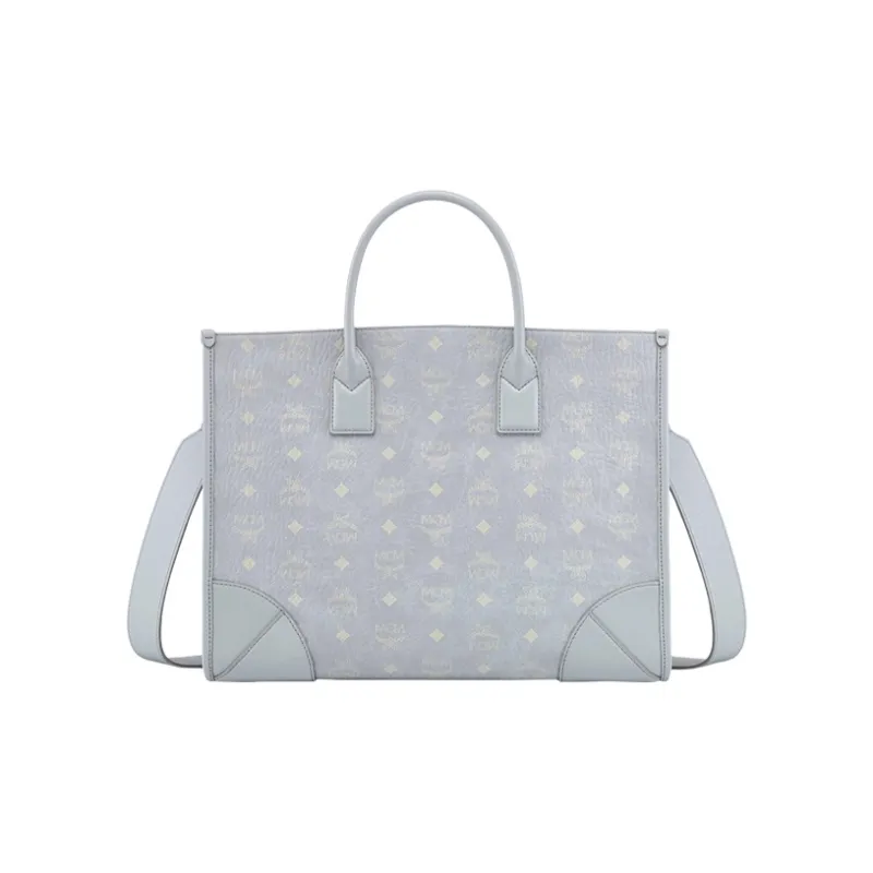 MCM Visetos Coated Canvas Tote Bag Shopping Bag Combo Shoulder Bag Crossbody Bag Handbag Large Size Women's Gray-1
