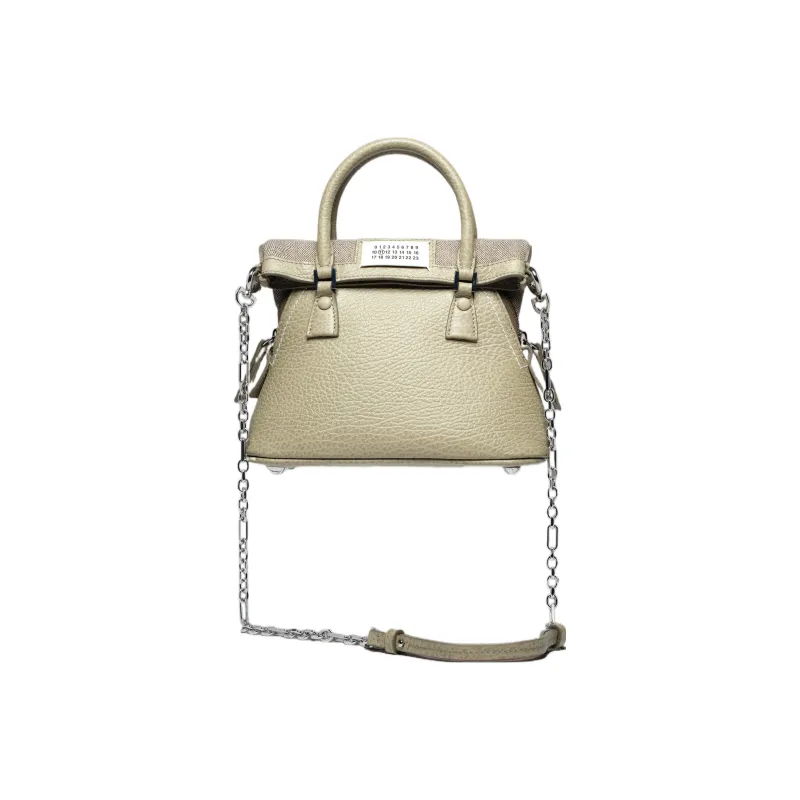 Maison Margiela 5AC Grained Calfskin Dome Bag, One Shoulder, Portable Mini Women's Light Umber-0
