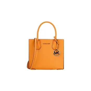 MICHAEL KORS Mercer Leather Trunk Bag, Shoulder Bag, Crossbody Bag, Handbag Medium Size Women's Orange
