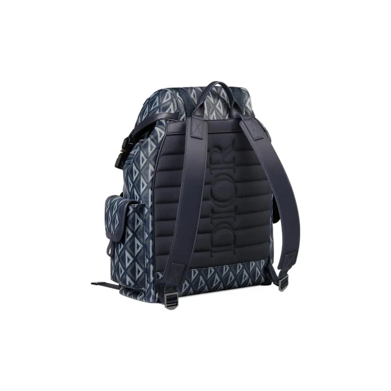 DIOR Canvas Backpack Large Size Men's Marine Blue-2