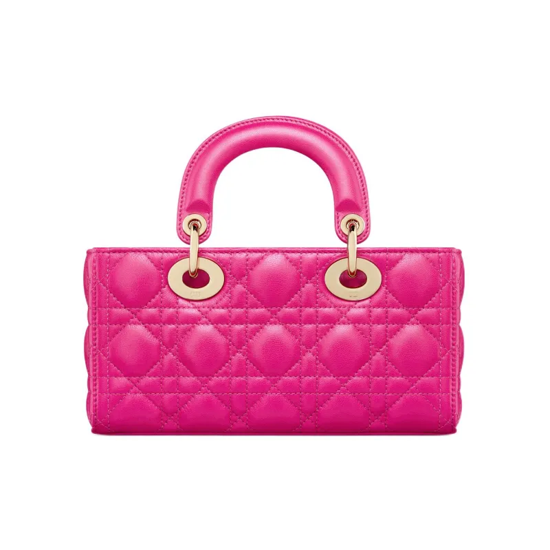 DIOR Lady D-JOY Sheepskin Dior Bag Shoulder Bag Crossbody Bag Handbag Small Size Women's Rose Red-4