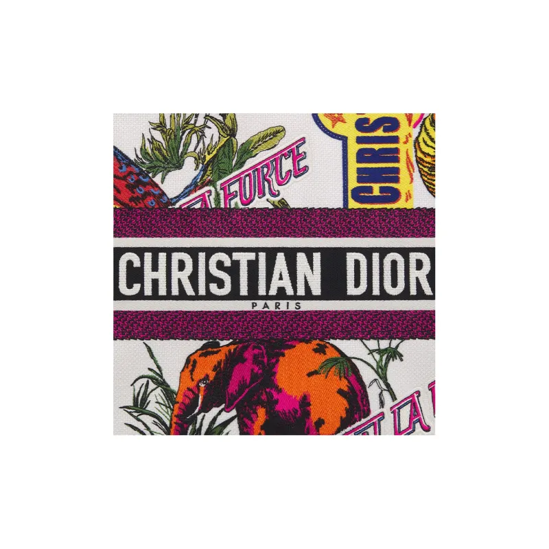 DIOR BookTote Embroidery Tote Bag Shopping Bag Handbag Large Size Women's White/Multicolor-4