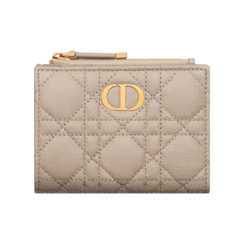 DIOR Caro Calfskin Wallet Women's Light Umber