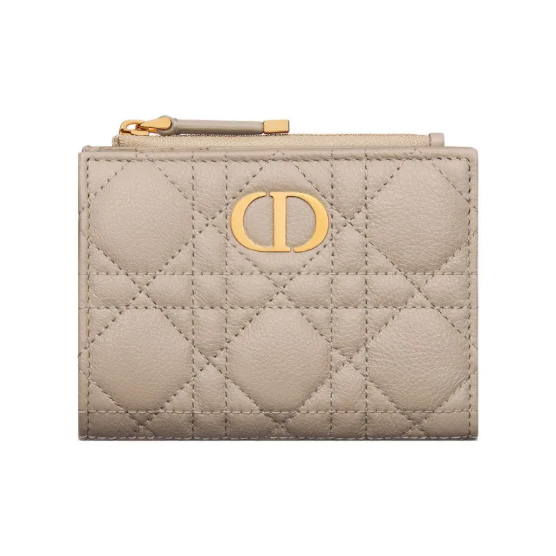 DIOR Caro Calfskin Wallet Women's Light Umber-0