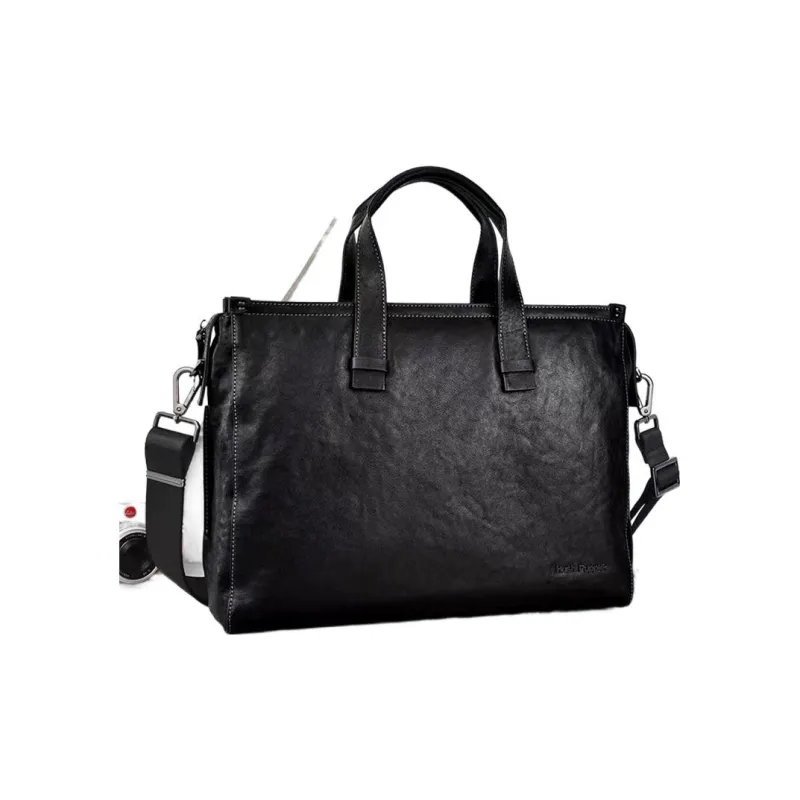 Hush Puppies Top Grain Cow Leather One Shoulder Handbags Large Size Men's Black-1