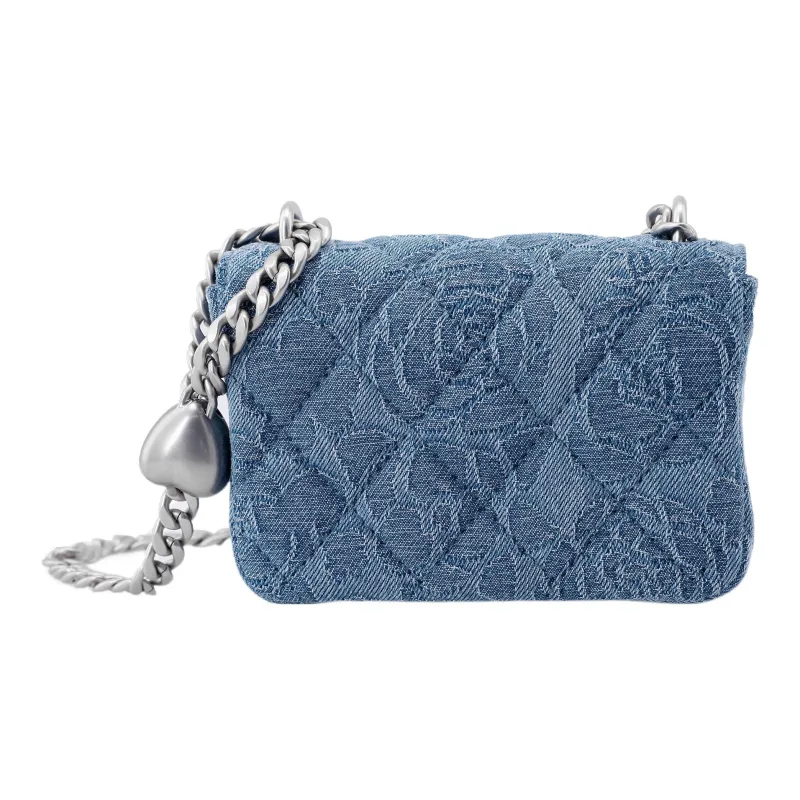 CHANEL 23P SS Denim Flap Bag, Shoulder Bag, Crossbody Bag Mini Women's Washed Blue-2