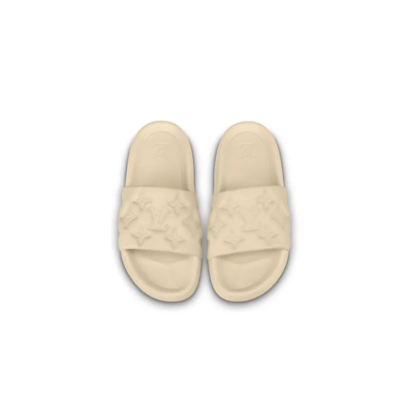 LOUIS VUITTON Waterfront Abrasion Resistant Slide Slippers Men's Beige-3