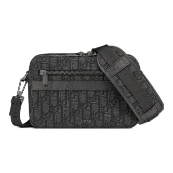 DIOR Grained Calfskin Messenger Bag, Shoulder Bag, Crossbody Bag Men's Black
