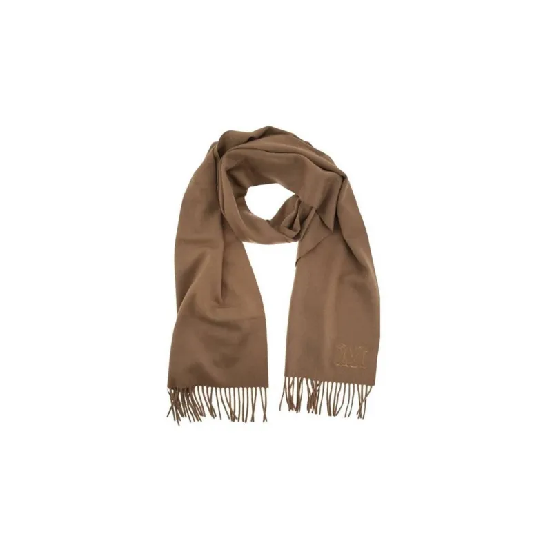 MaxMara Logo Embroidered Fringed Scarf-2