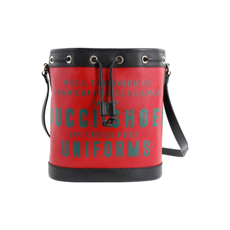 GUCCI Ophidia Leather Bucket Bags Shoulder Bag Crossbody Bag Mini Unisex Red/Black-0