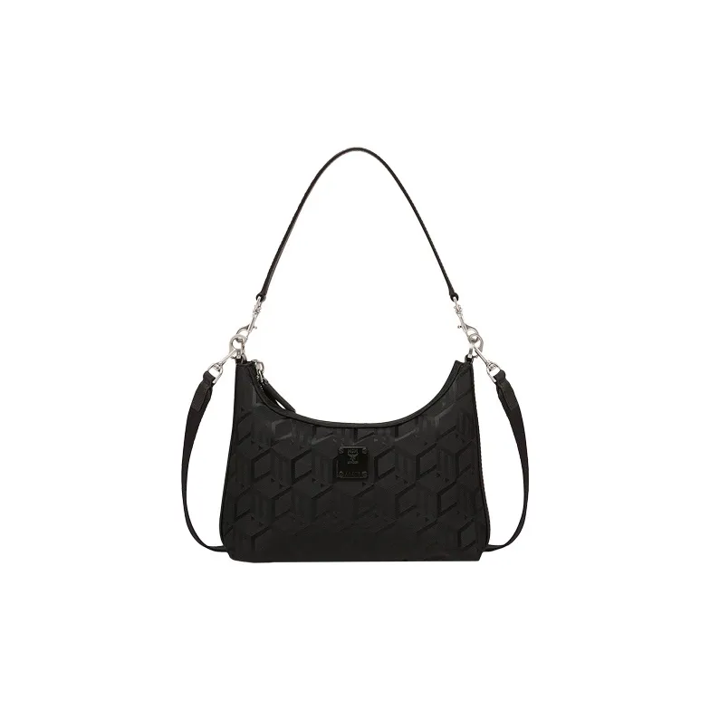 MCM Aren Leather Shoulder Bag Mini Women's Black-0