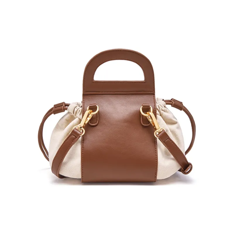 Sound For Life PU+Canvas One Shoulder Handbag, Crossbody Bag Regular Women's Brown, Black-2