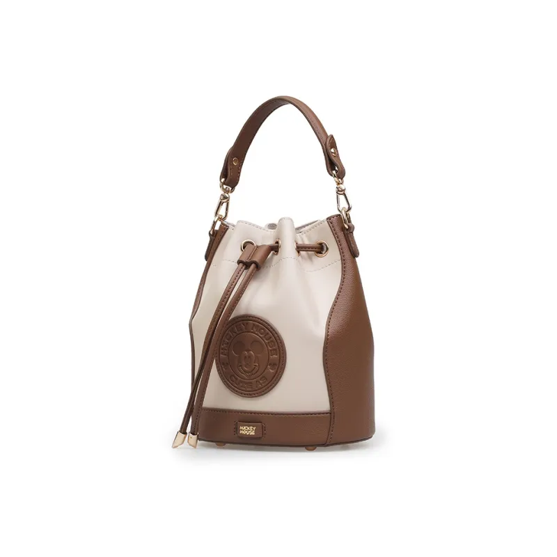 Disney Winnie The Pooh Series PU Leather Bucket Bags Shoulder Bag Crossbody Bag Handbag Women's Khaki/Brown-1