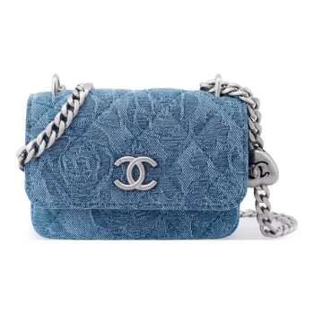 CHANEL 23P SS Denim Flap Bag, Shoulder Bag, Crossbody Bag Mini Women's Washed Blue