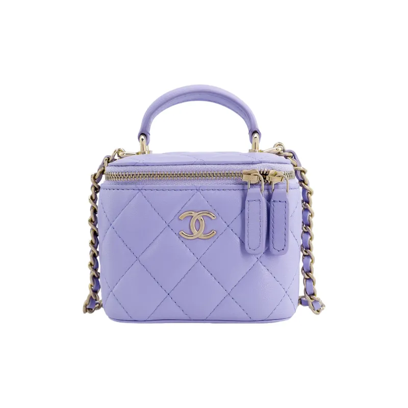 CHANEL Sheepskin Box Bag, Handbag, Shoulder Bag, Crossbody Bag Mini Women's Lavender Light Purple-1