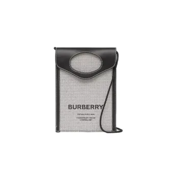 Burberry Leather And Canvas Phone Pouch Black/Gray