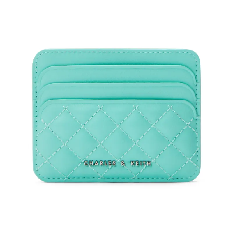 CHARLES&KEITH PU Leather Card Holder Mini Women's Black/Pink/Mint Green-8