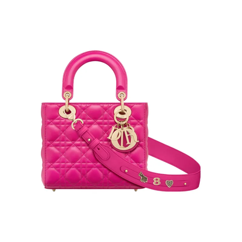 DIOR Lady DiorMy ABCDior Lambskin Shoulder Bag Crossbody Bag Handbag Small Size Women's Rose Red-0