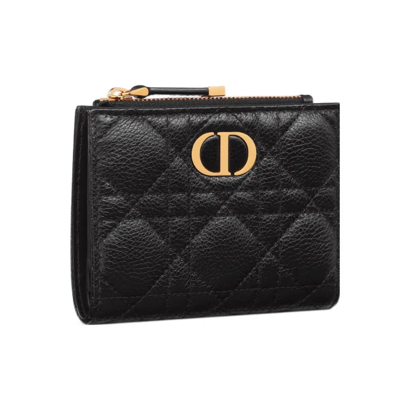DIOR Caro Calfskin Wallet Women's Black-1
