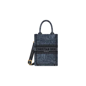 DIOR Embroidery Tote Bag, Shopping Bag, Cell Phone Pouch, Shoulder Bag, Crossbody Bag, Handbag Mini Women's Blue