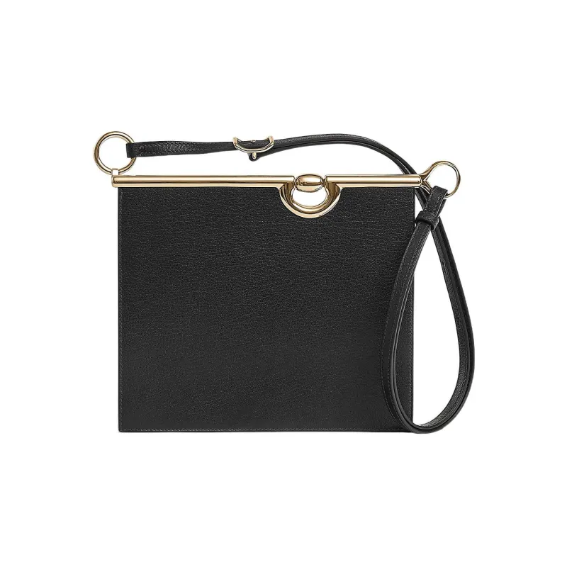 HERMES Mors De Bride Chamkila Goat Skin Crossbody Bag Shoulder Bag Women's 89 Noir Black-0