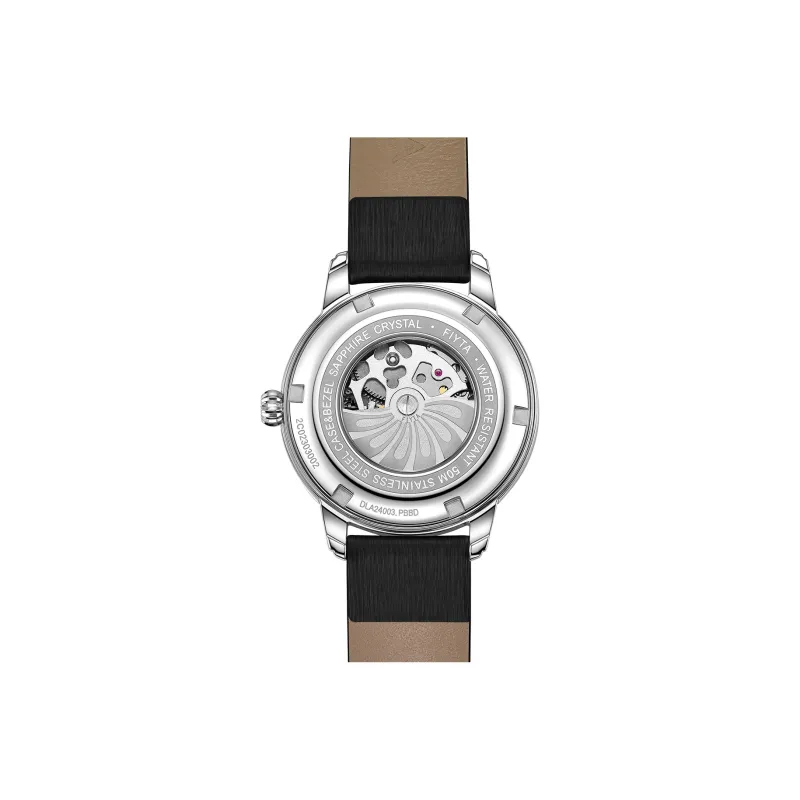 Fiyta Automatic Mechanical Movement Genuine Leather Strap Watch Women's Watch Black Dial-1