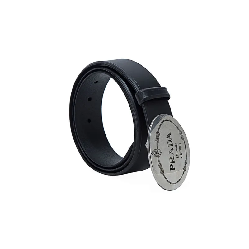 PRADA Cow Leather Belts Men's Black 3.5-2