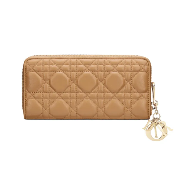 DIOR Lady Dior Lambskin Clutches Card Holder Wallet Women's Bronze-2