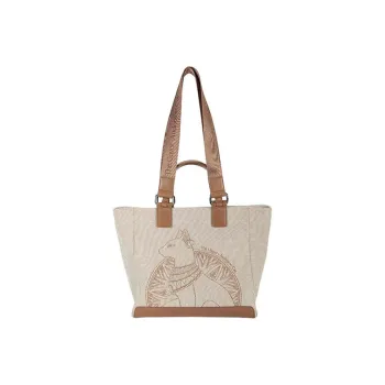 The British Museum PU, Textile Mixture Handbag, Tote Bag, Shoulder Bag Women's Black White