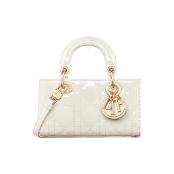 DIOR Lady D-JOY Patent Leather Cowhide Dior Bag Shoulder Bag Crossbody Bag Handbag Extra Mini Women's Milk White