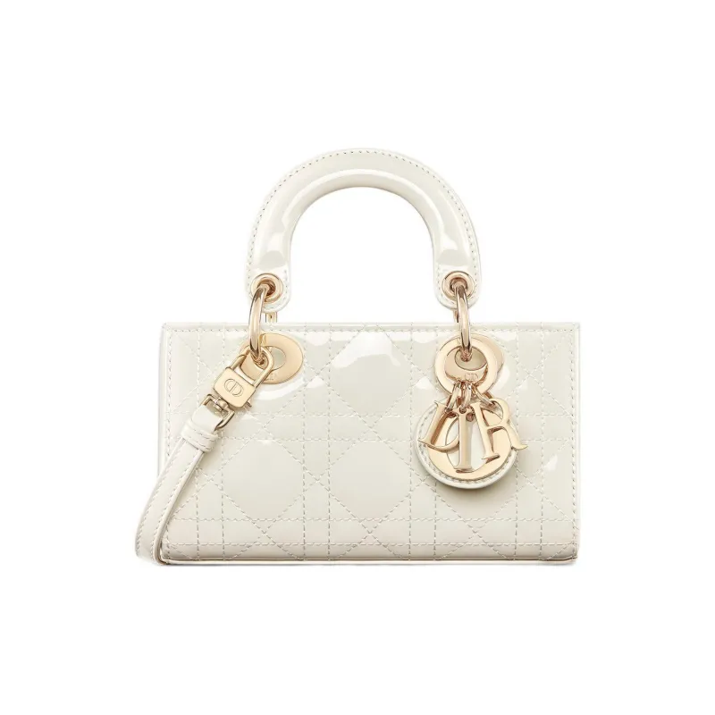 DIOR Lady D-JOY Patent Leather Cowhide Dior Bag Shoulder Bag Crossbody Bag Handbag Extra Mini Women's Milk White-0
