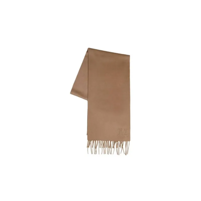 MaxMara Logo Embroidered Fringed Scarf-1