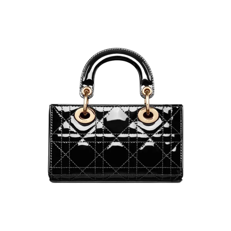 DIOR Lady D-JOY Patent Leather Cowhide Dior Bag Shoulder Bag Crossbody Bag Handbag Extra Mini Women's Black-2