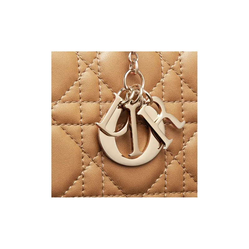 DIOR Lady Dior Lambskin Clutches Card Holder Wallet Women's Bronze-4