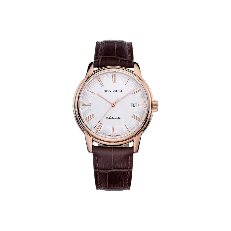 Sea Gull Automatic Mechanical Movement Genuine Leather Strap Watch Unisex White Dial-2