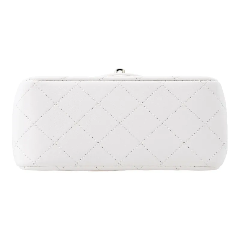 CHANEL Sheepskin Mini Square Flap Bag, Shoulder Bag, Crossbody Bag Women's White-3