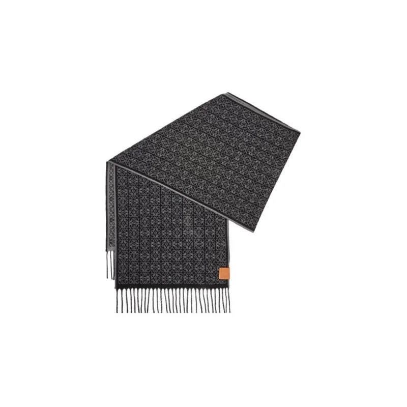 LOEWE Knit Scarves Women's Black/Gray-1