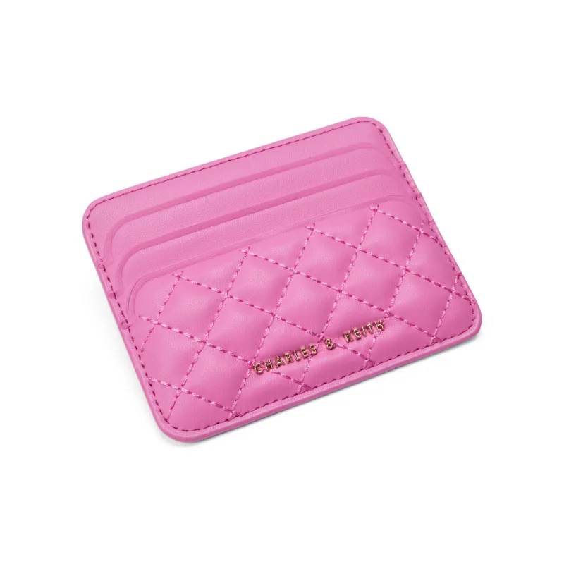 CHARLES&KEITH PU Leather Card Holder Mini Women's Black/Pink/Mint Green-6