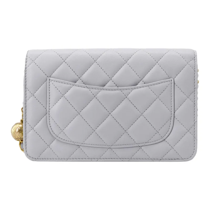 CHANEL Pearl Crush Adjustable Strap Woc Light Grey AP1450-2