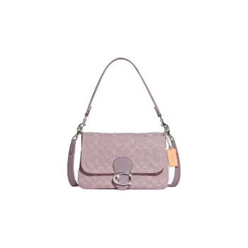 COACH Tabby Denim With Leather Messenger Bag Crossbody Bag Shoulder Bag Women's Pink