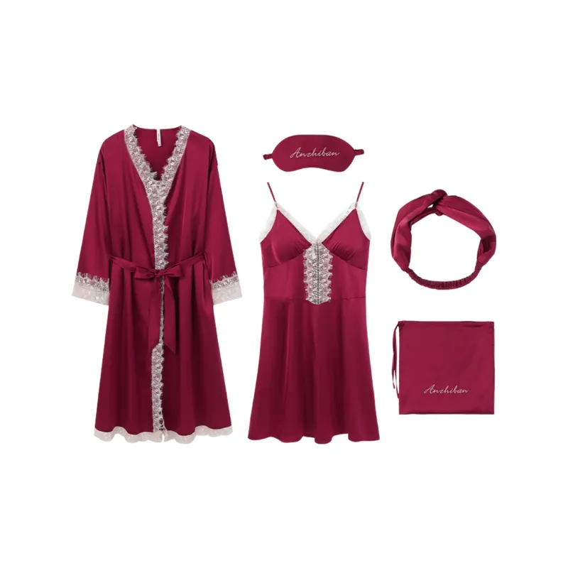 Aannsfam Pajama Set Women's Burgundy-0