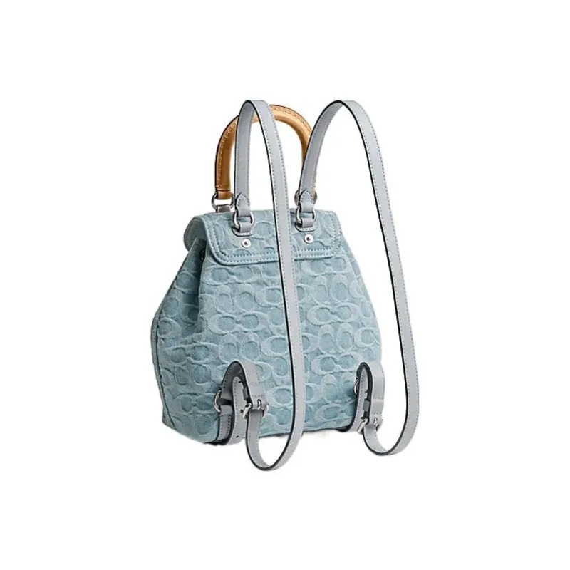 COACH Riya Fabric Backpack Medium Size Women's Blue-1