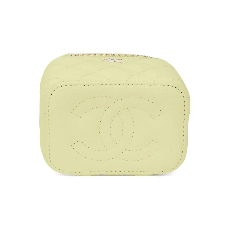 CHANEL Grain Embossed Caviar Cow Leather Small Box Bag, Shoulder Bag, Crossbody Bag Mini Women's Chick Yellow-1