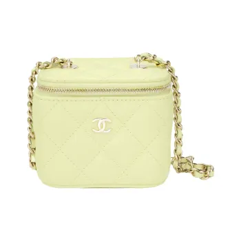 CHANEL Grain Embossed Caviar Cow Leather Small Box Bag, Shoulder Bag, Crossbody Bag Mini Women's Chick Yellow
